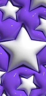 Vibrant wallpaper with white stars on a purple background.