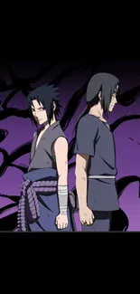 Anime brothers with a purple background wallpaper.