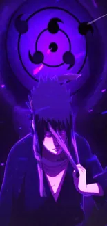 Anime character with a mystical purple aura and glowing elements.