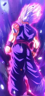 Anime character with a dynamic purple aura.