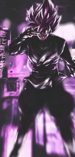 Anime warrior with purple aura wallpaper.