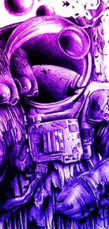 Colorful purple astronaut illustration with fantasy style.