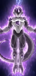 Anime character with a purple energy aura background.