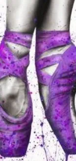 Purple ballet shoes with abstract art splash.