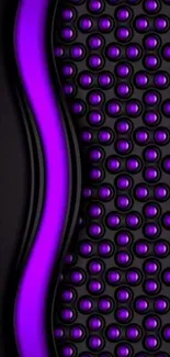 Purple and black abstract wallpaper with circular pattern.