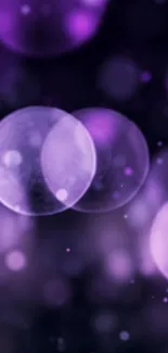 Purple bokeh wallpaper with bubbles and blurred circles.