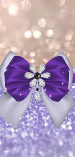 Purple bow with glitter background wallpaper.