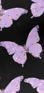 Purple butterflies on a black background.