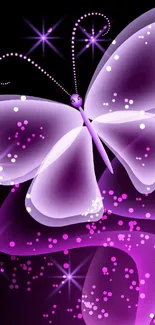 Vibrant purple butterfly fantasy art with glowing effects for mobile wallpaper.