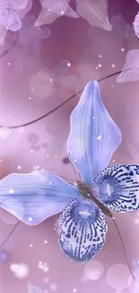 Ethereal purple butterfly and floral art wallpaper.