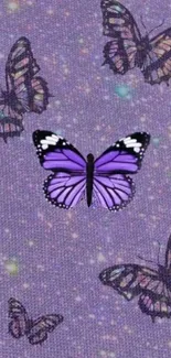 Purple butterfly wallpaper with galaxy background.