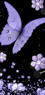 Elegant purple butterfly and floral wallpaper for mobile phone.