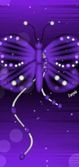 Purple butterfly design on a vibrant background.