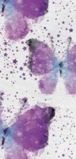 Purple butterfly wallpaper with starry accents on a light background.