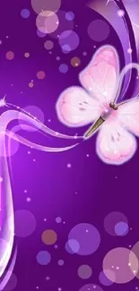 Purple and pink butterfly on a vibrant background wallpaper.