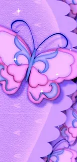 Purple and pink butterfly wallpaper with elegant design.