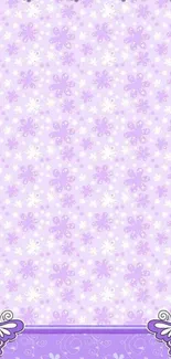 Purple butterfly and floral wallpaper design.