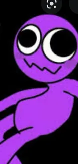 A vibrant purple cartoon character on a black background.