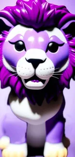 Purple cartoon lion wallpaper for mobile phone.