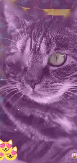 Purple-tinted cat portrait wallpaper for mobile.