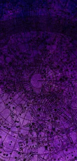 Purple celestial wallpaper with star map design.