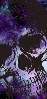 Purple cosmic skull artwork with nebula background.