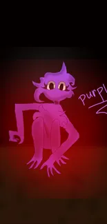 Purple cartoon creature on dark mobile wallpaper.