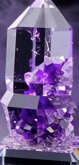Purple crystal stands out with mystical allure.