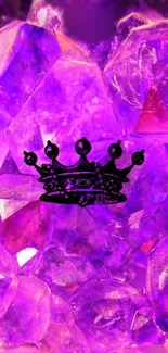 Purple crystal wallpaper with a black crown design.