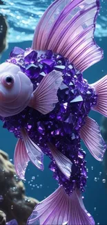 Purple crystal fish in vibrant underwater setting.