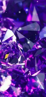 Vibrant purple crystal gemstone wallpaper with dazzling facets.