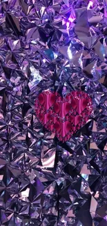 Purple crystal heart wallpaper with vibrant jewel-like texture.