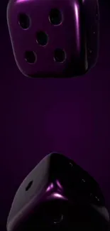 Floating purple dice on a dark background.