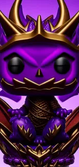 Funko Pop purple dragon collectible with horns and vibrant colors.