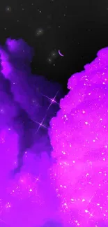 Dreamy purple cloud mobile wallpaper with stars.