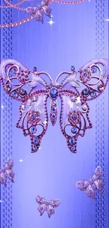 Purple butterfly wallpaper with jewel-like design.