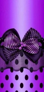 Stylish purple phone wallpaper with bow and lace design.