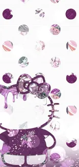 Purple floral cartoon wallpaper with whimsical design.