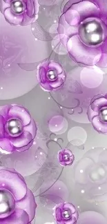 Aesthetic purple floral wallpaper with delicate blossoms and soft light.