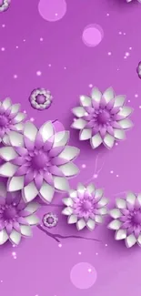 Purple 3D floral wallpaper for mobile phone.