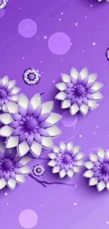 Purple floral wallpaper with elegant flowers.