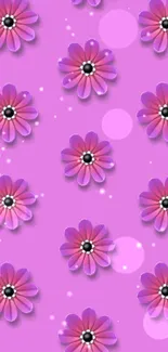 Purple floral wallpaper with lavender background and delicate blossoms.