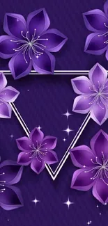 Purple floral triangle wallpaper with elegant design.