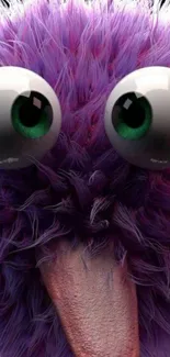 Purple fuzzy monster with large green eyes wallpaper.