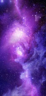 Vibrant purple galaxy with stars and nebula, perfect for mobile wallpaper.