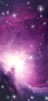 Purple galaxy wallpaper with vibrant stars and cosmic scenery.