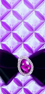 Elegant wallpaper with purple bow and jewel design.