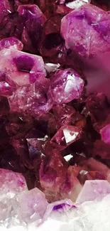 Purple amethyst crystal wallpaper with vibrant gemstones.