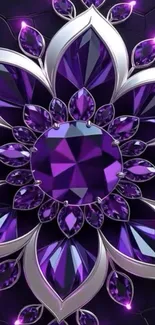 Geometric design with purple gemstones in a mobile wallpaper.