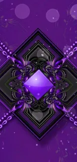 Purple geometric pattern wallpaper with diamond design.